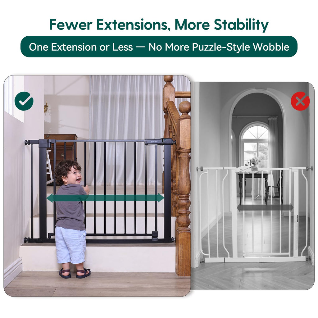 Baby Gate for Stairs No Drilling, 41-46" Wide Dog Gate with Door