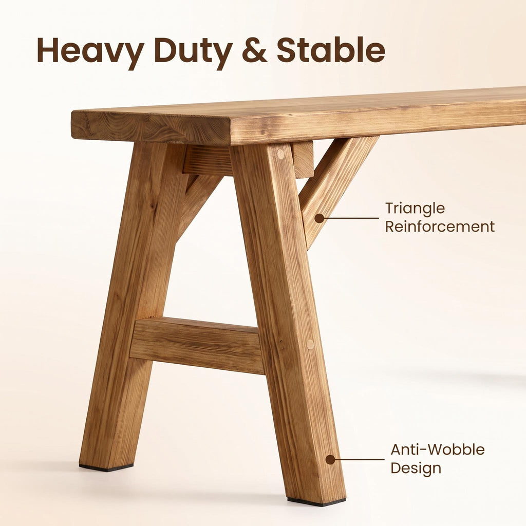 31.5in Wood Bench, Narrow Rustic