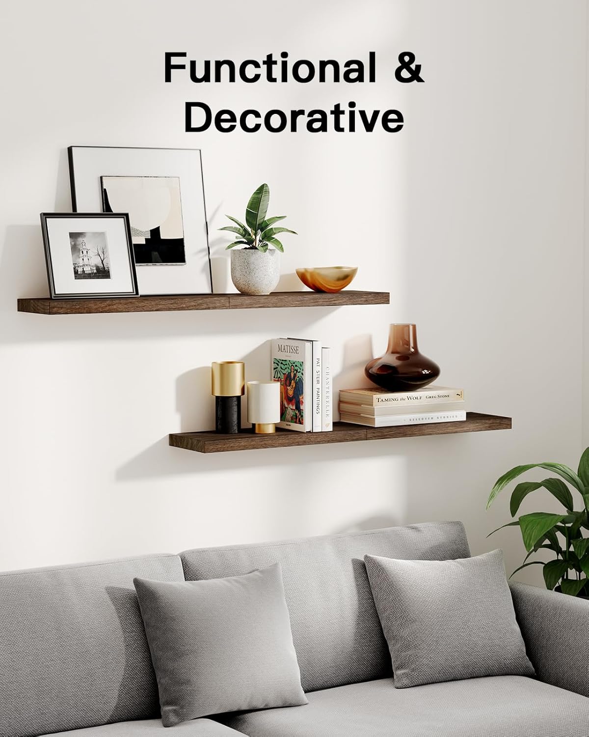 Floating Shelves, Paulownia Wood Wall Shelves /Living Room/Bedroom/Kitchen/Home Office, Natural Wood Floating Shelf