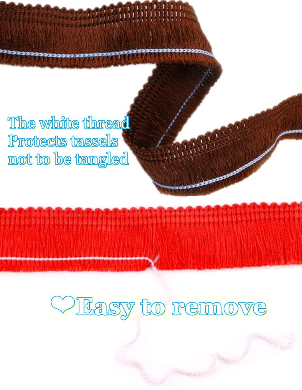 Polyester Fringe,1inch Wide Tassel Fringe Trim,Decorative Lace Ribbon Boho Fabric Border Trim for Girls - 27 Yards