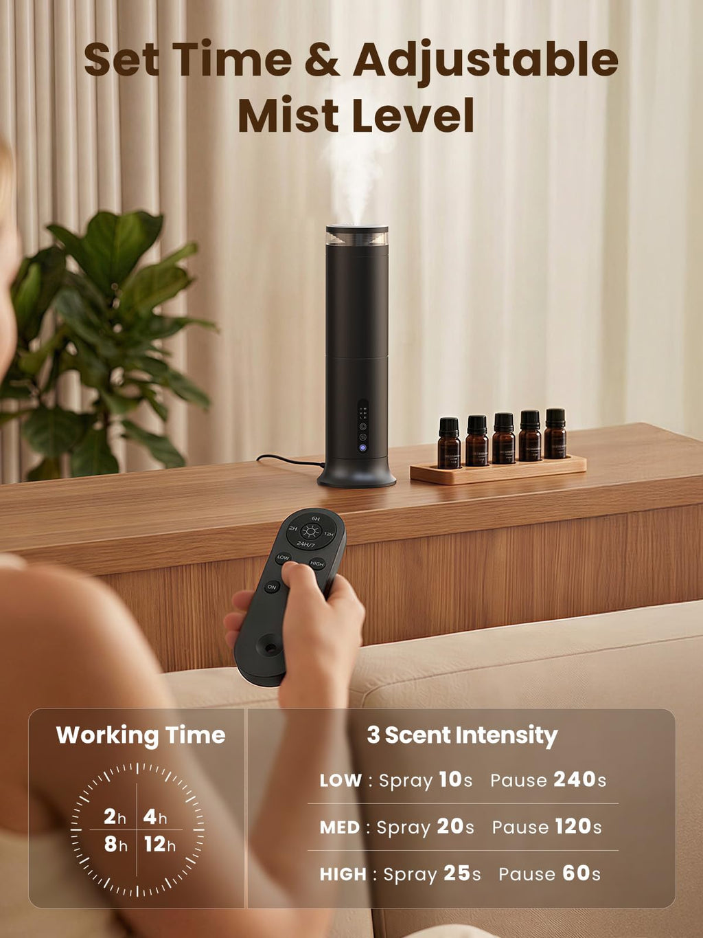Tower Waterless Diffuser with 5 Hotel-inspried Scent Oil Set