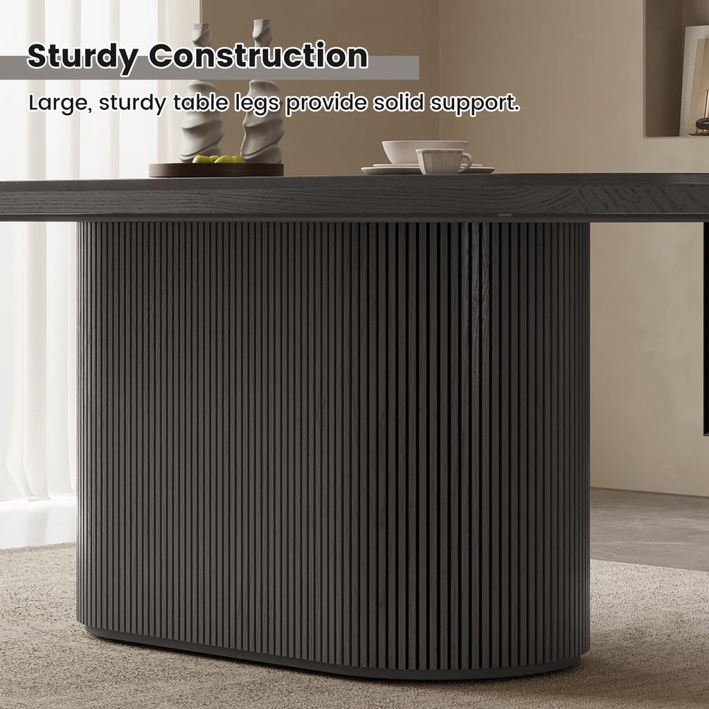 Inspired Saarinen Style 62.99 Inch Rectangular Dining Table for 4-6 People, Modern Kitchen Dining Room Table with Pedestal Base, Black Table