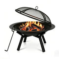 Outdoor Wood Burning Fire Pit, Heavy Duty Round Steel Fire Bowl for Backyard, Patio, Camping, Bonfire, Black Finish
