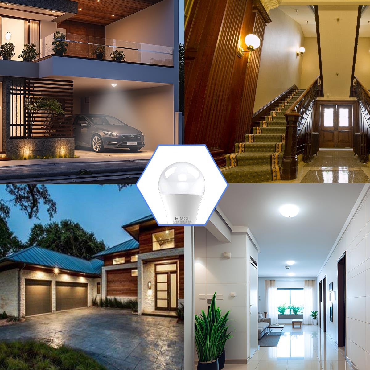 Radar Motion Sensor Outdoor Light Bulb, 12 Watts (100 Watt Equivalent) A19 Daylight LED Bulbs Motion Detector Light