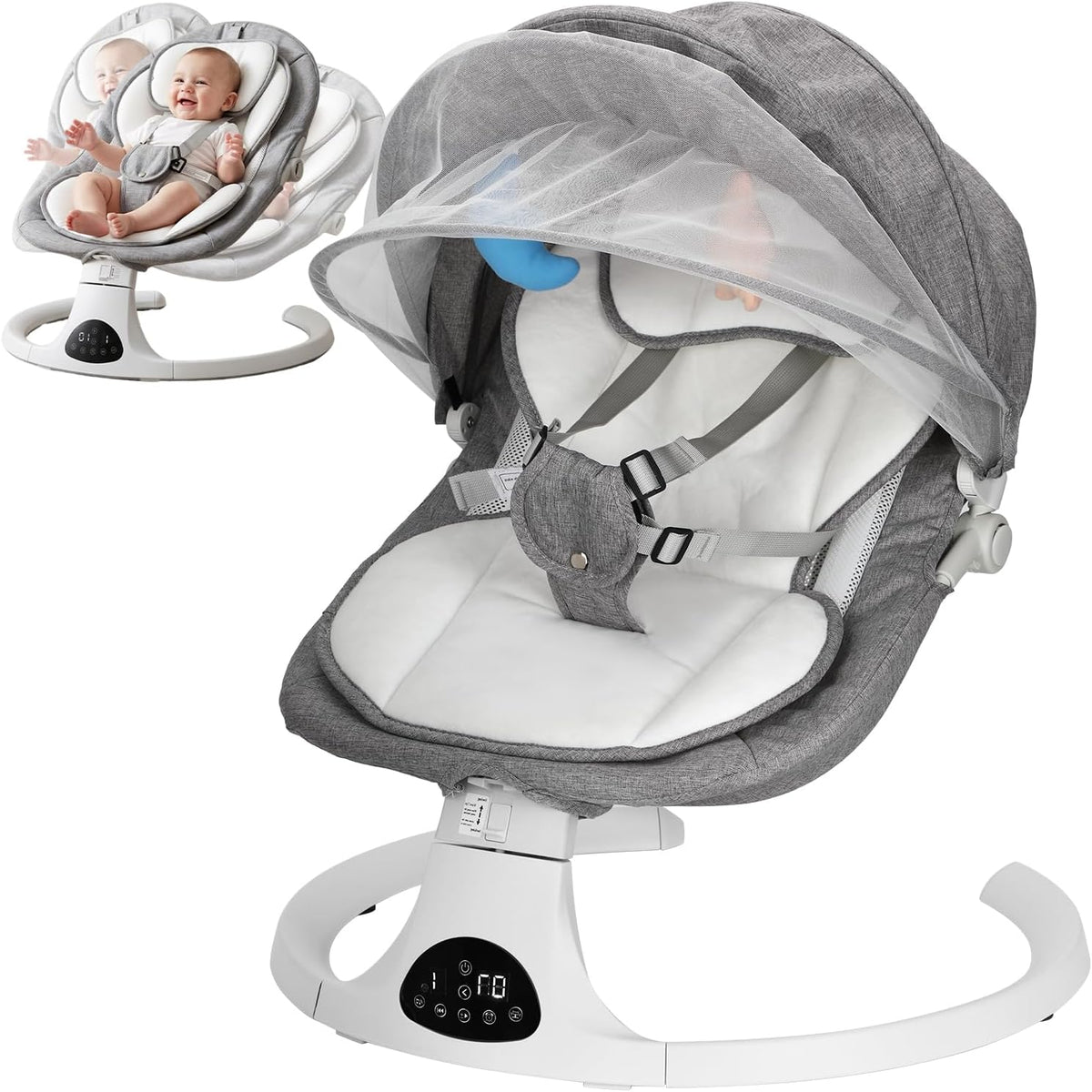 Electric Baby Swing with Point Safety Belt and 5 Adjustable Swing Speeds