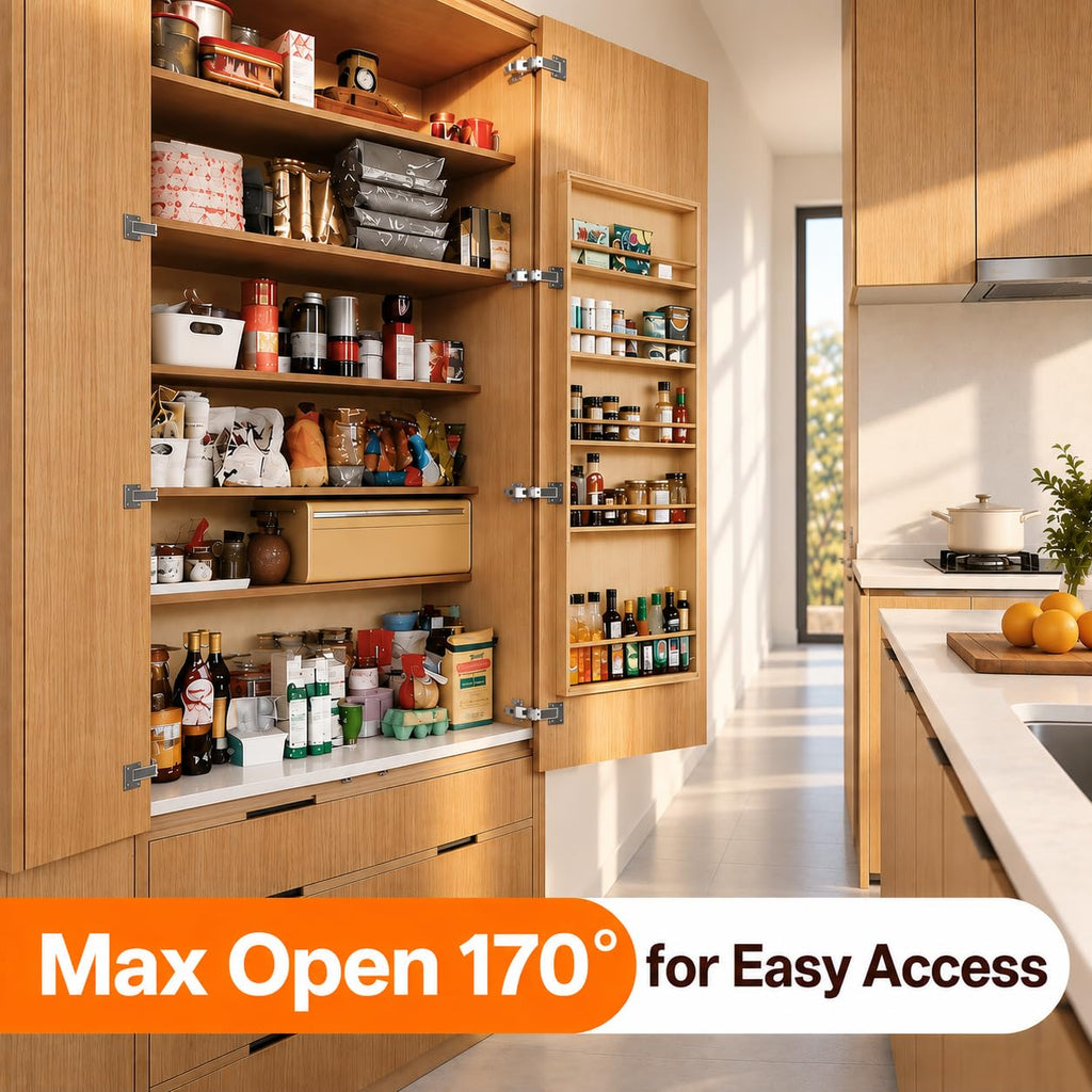 170° Soft Close Cabinet Hinges, Wide Opening Hydraulic Cupboard Hinges for Thick Cabinet Doors, Heavy-Duty Angle