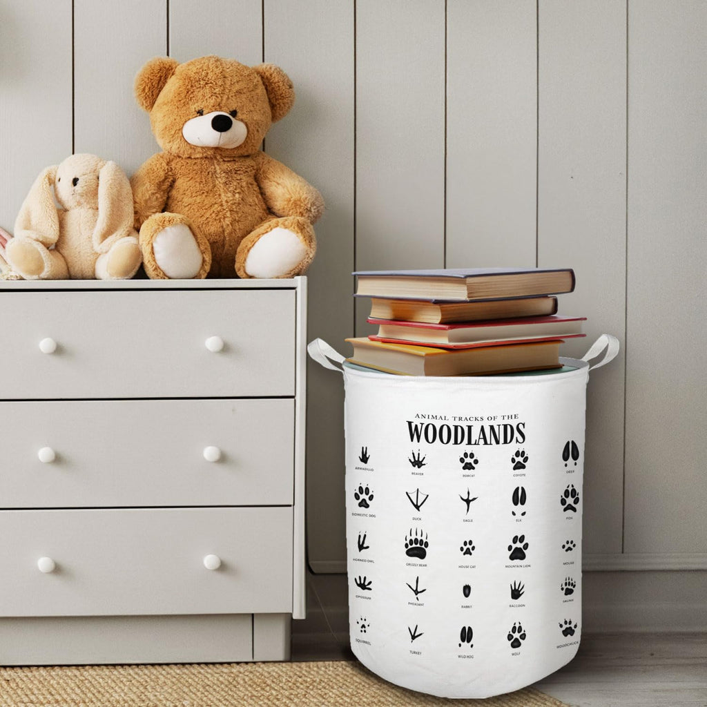 Kids Laundry Basket, Animal Tracks of the Woodlands Laundry Basket Hamper Waterproof Collapsible Storage Bin