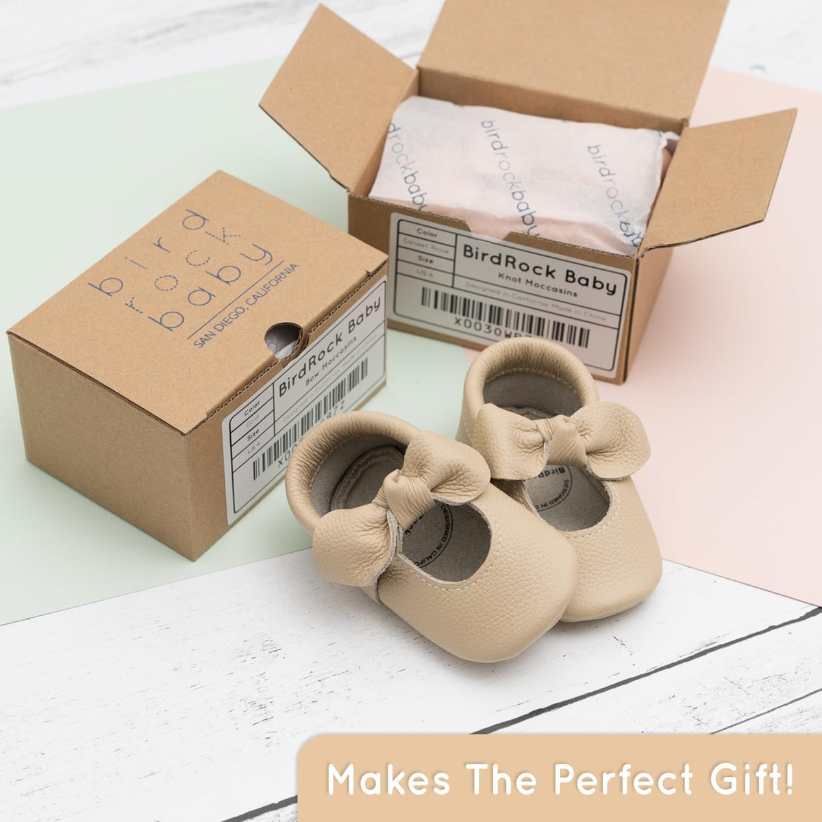 Bow and Knot Moccasins - Genuine Leather Baby Girl Shoes