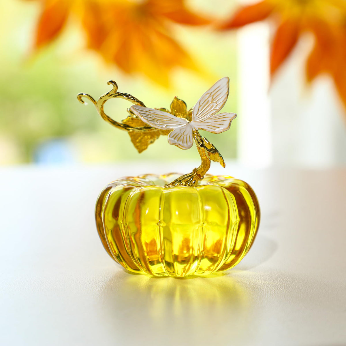 2.5inch Glass Pumpkins For Decorating Figurines Collectibles, Gold