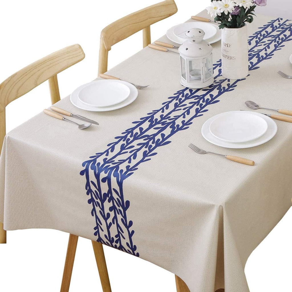 Heavy Duty Vinyl Tablecloths Plastic Table Cloths Dining Table Wipeable PVC Tablecloth for Rectangle Tables