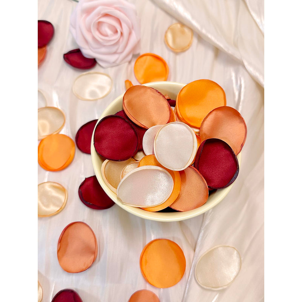 500pcs Silk Rose Petals, Burgundy Orange Petals Artificial Flower Petals Wedding Aisle Scatter Petals Bridal Shower