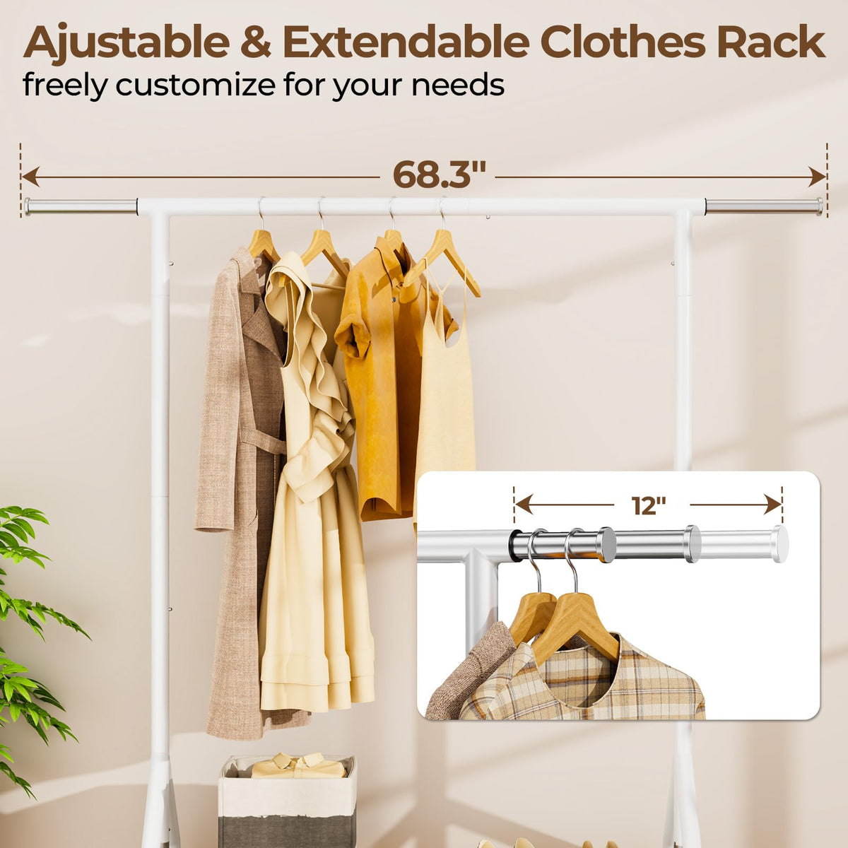 Heavy Duty Clothes Rack Load 450 LBS, Metal Garment Rack, Standing Rolling Clothing Rack for Hanging Clothes with