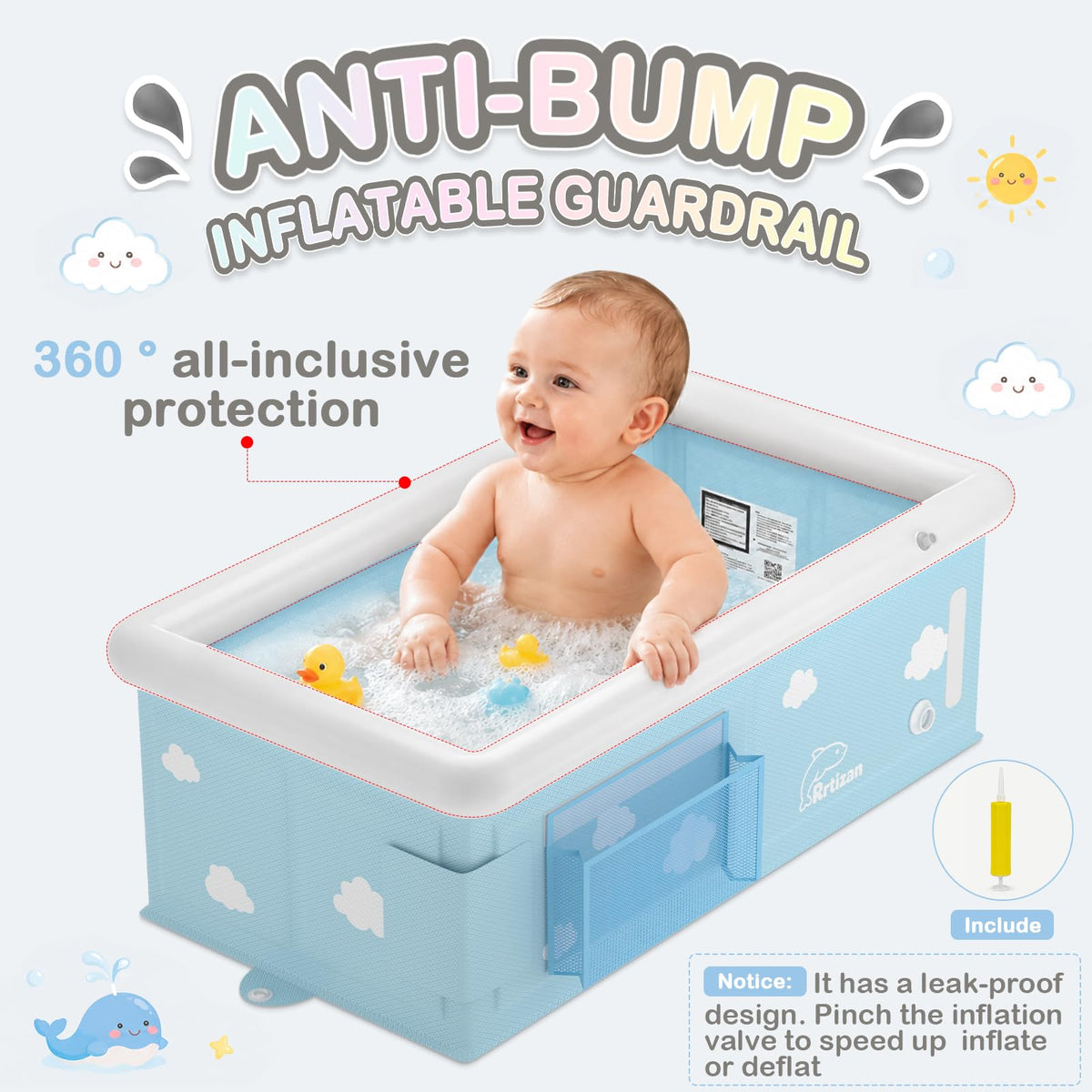 Collapsible Baby Bathtub,Infant Tub for 6 Months to 4 Years Toddlers