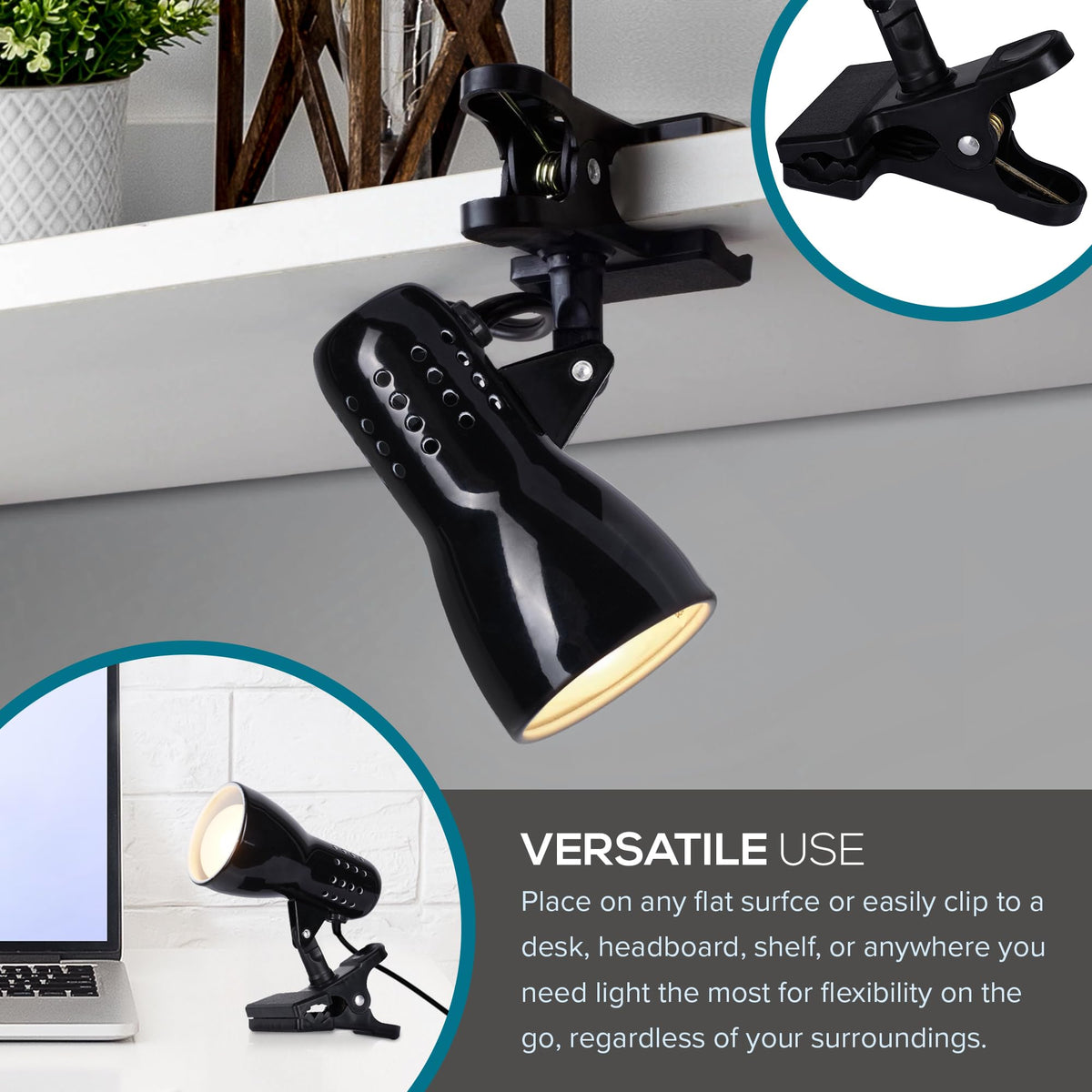 Adjustable LED Mini Clip Reading Lamp, Multipurpose Clip Lamp, or Bedroom, Smart Home Compatible, LED Bulb Included