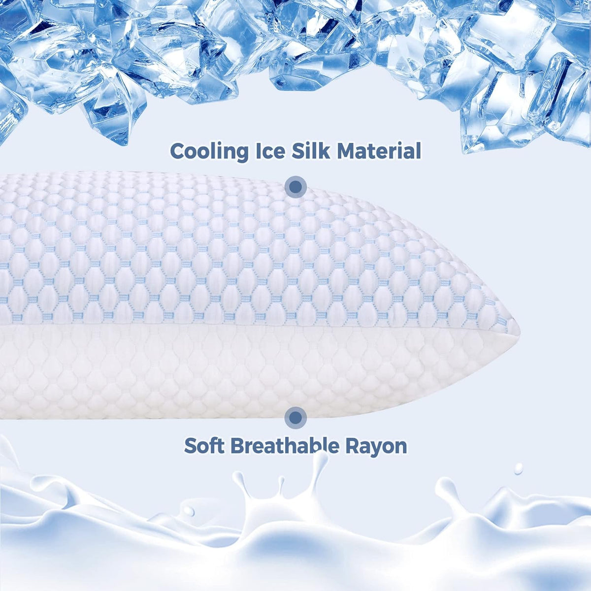 Shredded Memory Foam Pillows King Size 2 Pack | Neck pain relief, supportive, odorless, cooling pillow, adjustable