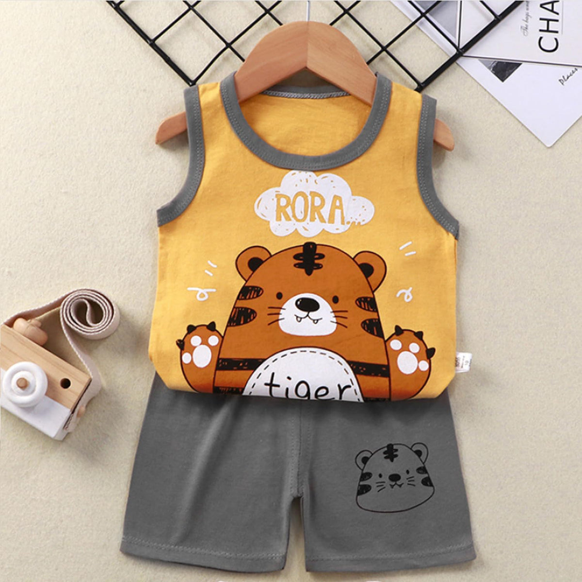 Toddler Boy 4pcs Tank Tops and Shorts Set Summer Outfits