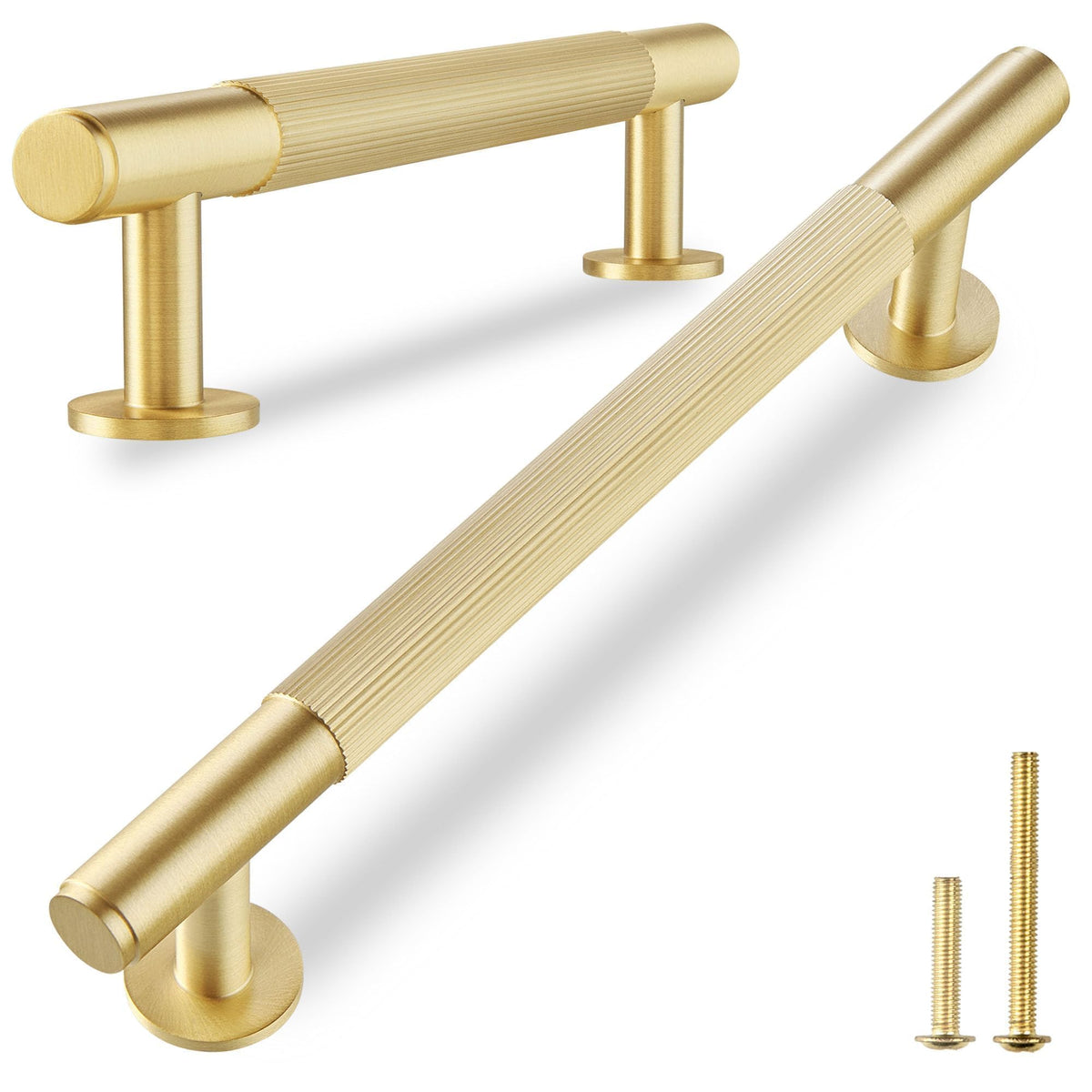 Solid Brass Cabinet Pulls, 6-1/4-Inch Hole Center Handles