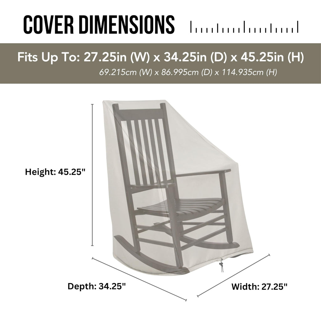 4361 Weatherproof Outdoor Rocking Chair Cover, 100% Woven Polyester, Elastic Cord with Toggle, Gray