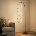 Nova Modern Floor Lamp Matches Living Room Décor - Contemporary Arc Tall Lamp with 3-Circle Ring-Style Pendant