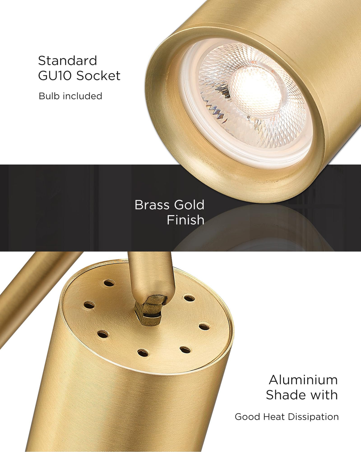 53" Track Lighting Fixtures Ceiling, 3000K LED Track Light Ceiling, Bulb Included, Brushed Gold Finish, GU10 Base