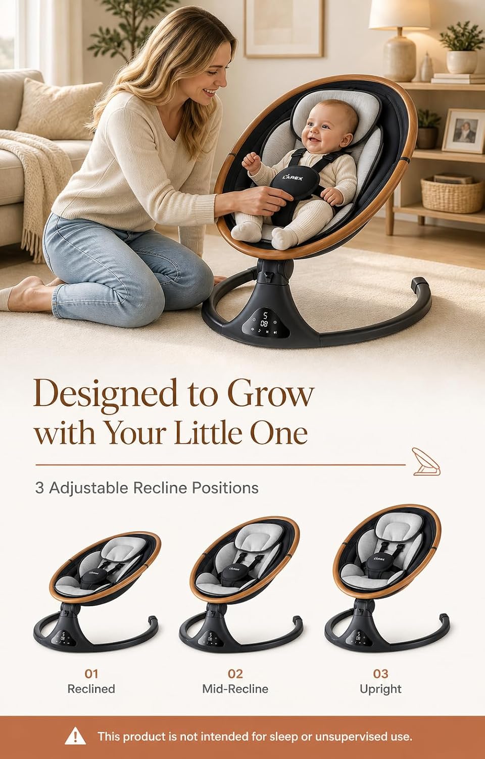 Baby Swing for Infants to Toddlers with Remote Control, Bluetooth