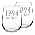 Vintage 1994 Stemless Wine Glass for 32nd Birthday - 17 oz - Set of 2