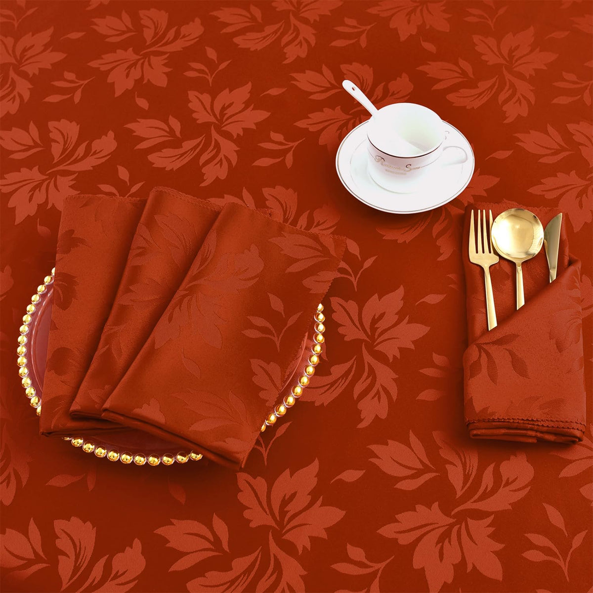 Fall Jacquard Dinner Napkins, Thanksgiving Table Decor