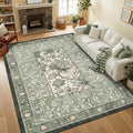 Provence Area Rugs, Botanical Grove Sage Green Vintage Cottagecore Non-Slip Washable Rug Bedroom Nursery Kitchen