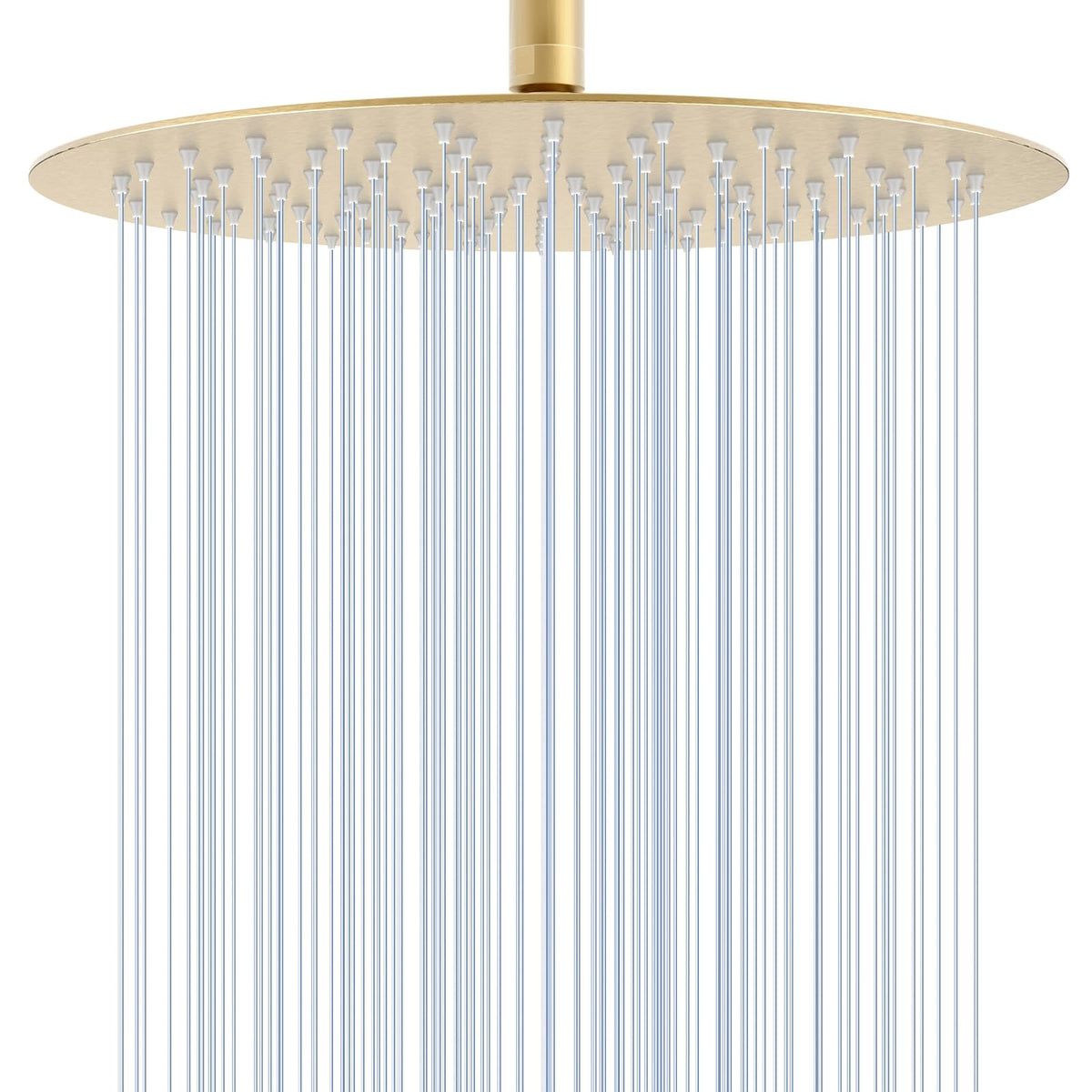 12 inch Brushed Gold Rainfall Shower Head - All Metal Stainless Steel Full Body Round Rain Shower with 120 Silicone