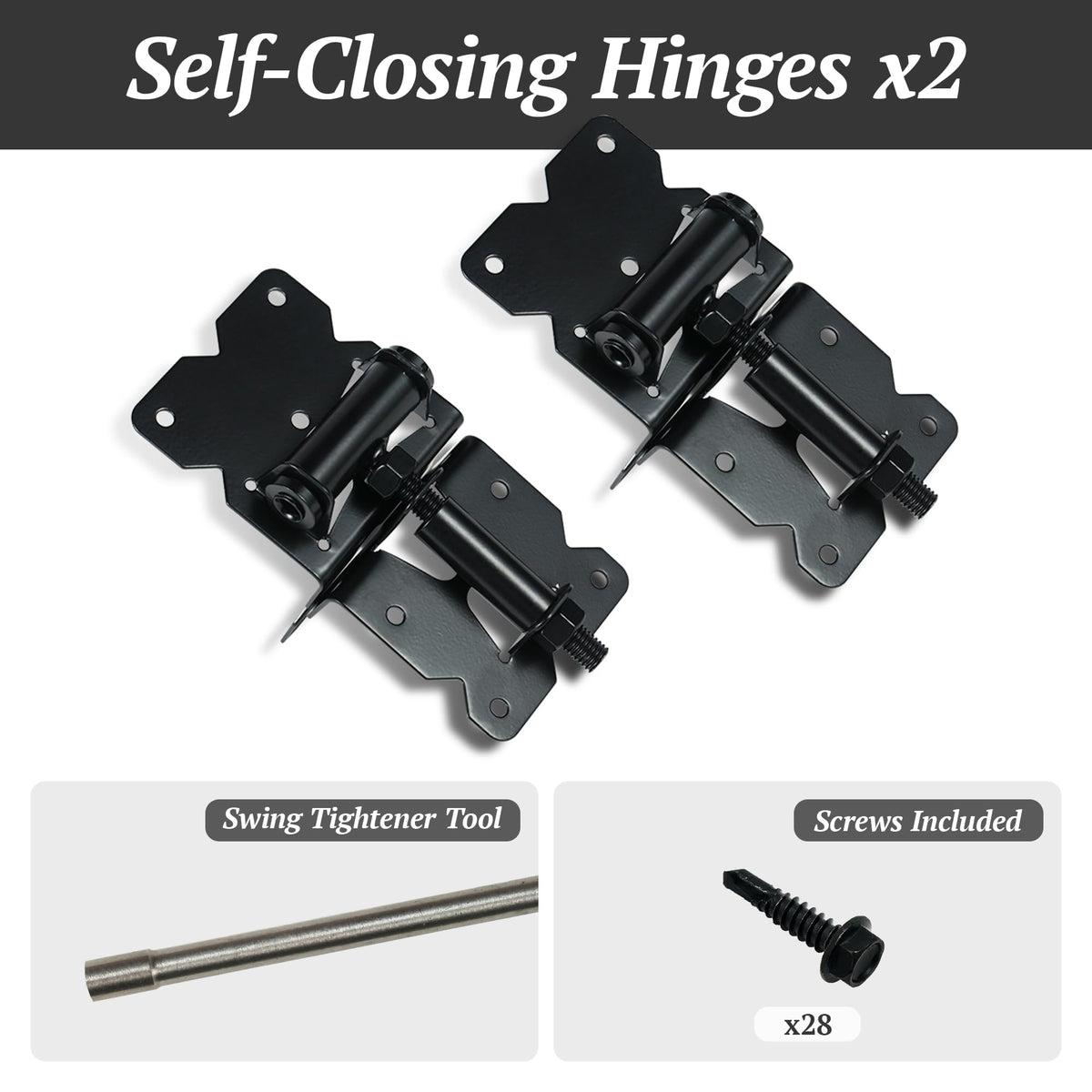 Carbon Steel Vinyl Wood Fence Self Closing Gate Hinges Black(2063-cs-p)