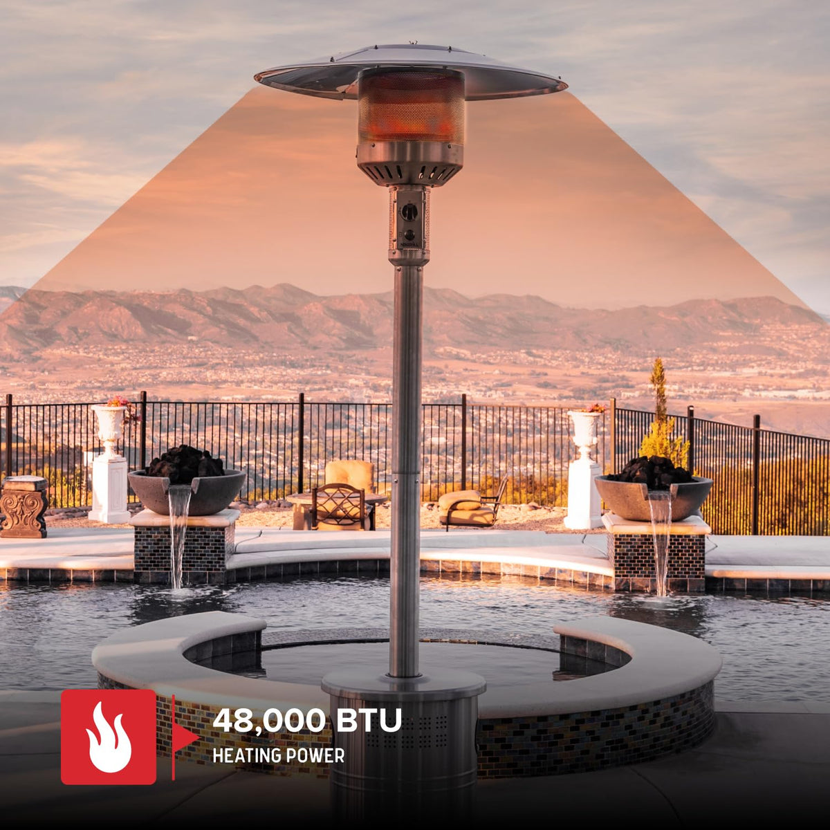 Sundara 92" Stainless Steel Propane Patio Heater with 48, 000 BTUs