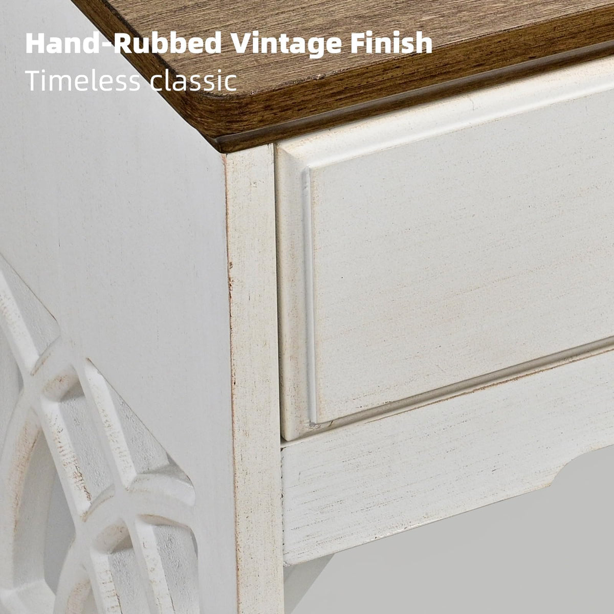 White Console Table with Drawers 43", Farmhouse