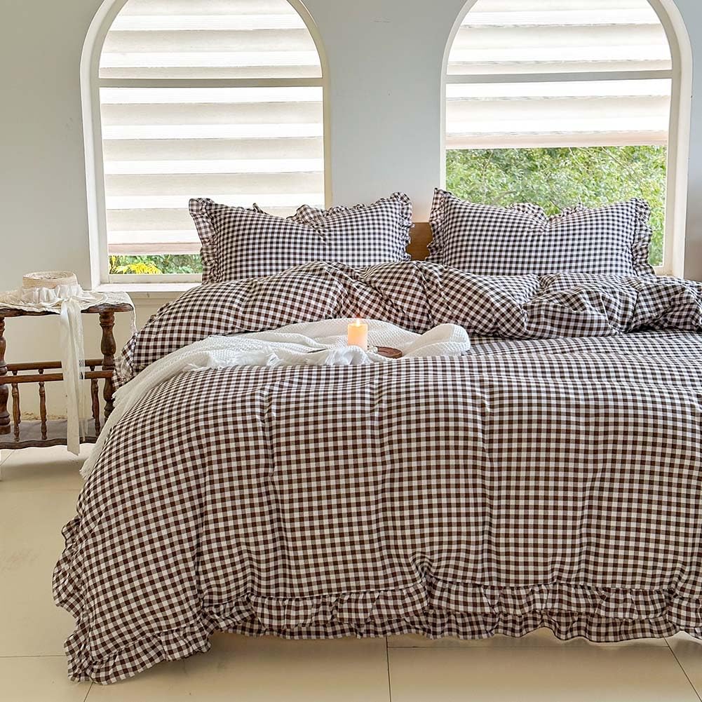 Mocha Gingham Comforter Set