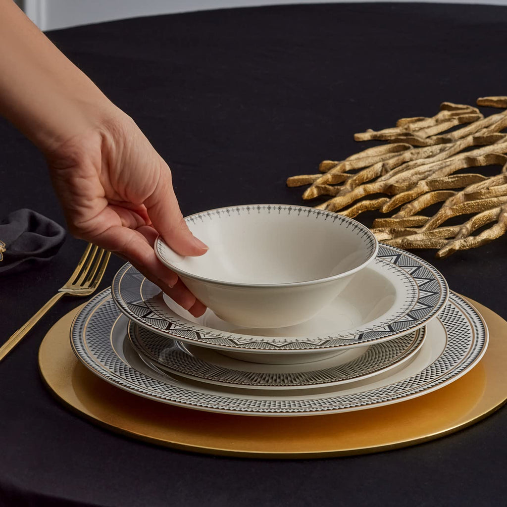 Globe 24-Piece Dinnerware Set for 6 People - Kitchen Dish Set for Salad, Soup, Pasta, Noodle & More - Modern Chic
