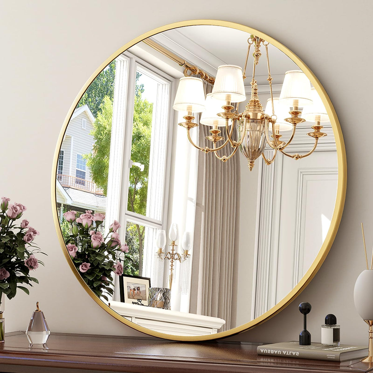 24 Inch Round Mirror-Gold Circle Mirrors