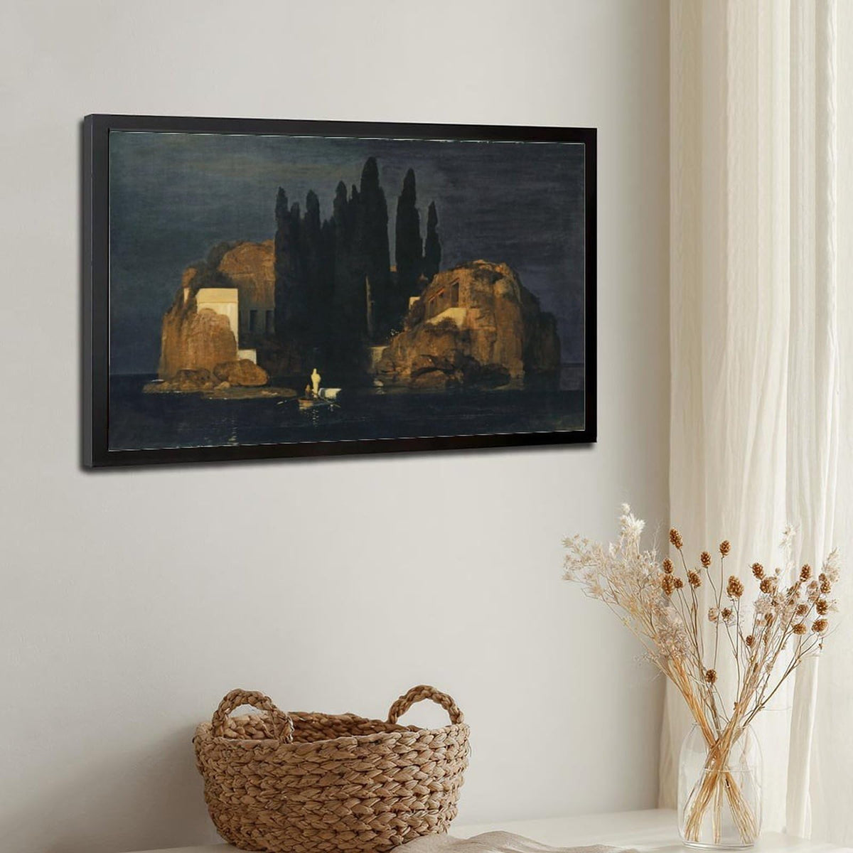 Arnold Bocklin Isle of Dead Canvas Wall Art, Symbolism Oil Painting Print, Vintage Gothic Fine Poster Bedroom Office