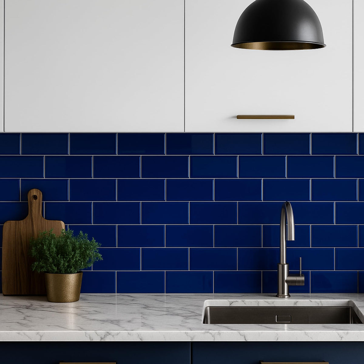 3x6 Ceramic Subway Tile Gloss (Shinny) Box of 10 Pieces Wall Shower Kitchen Backsplash (Cobalt Blue)