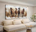 Horses Canvas Wall Art - Brown Horse Pictures Animal Wall Decor Running Horses Painting Prints Artwork Bedroom Home