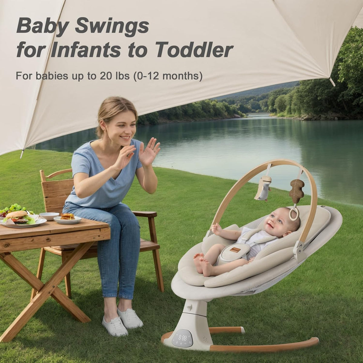 Baby Swings for Infants, Bluetooth Infant Swing with Music Speaker