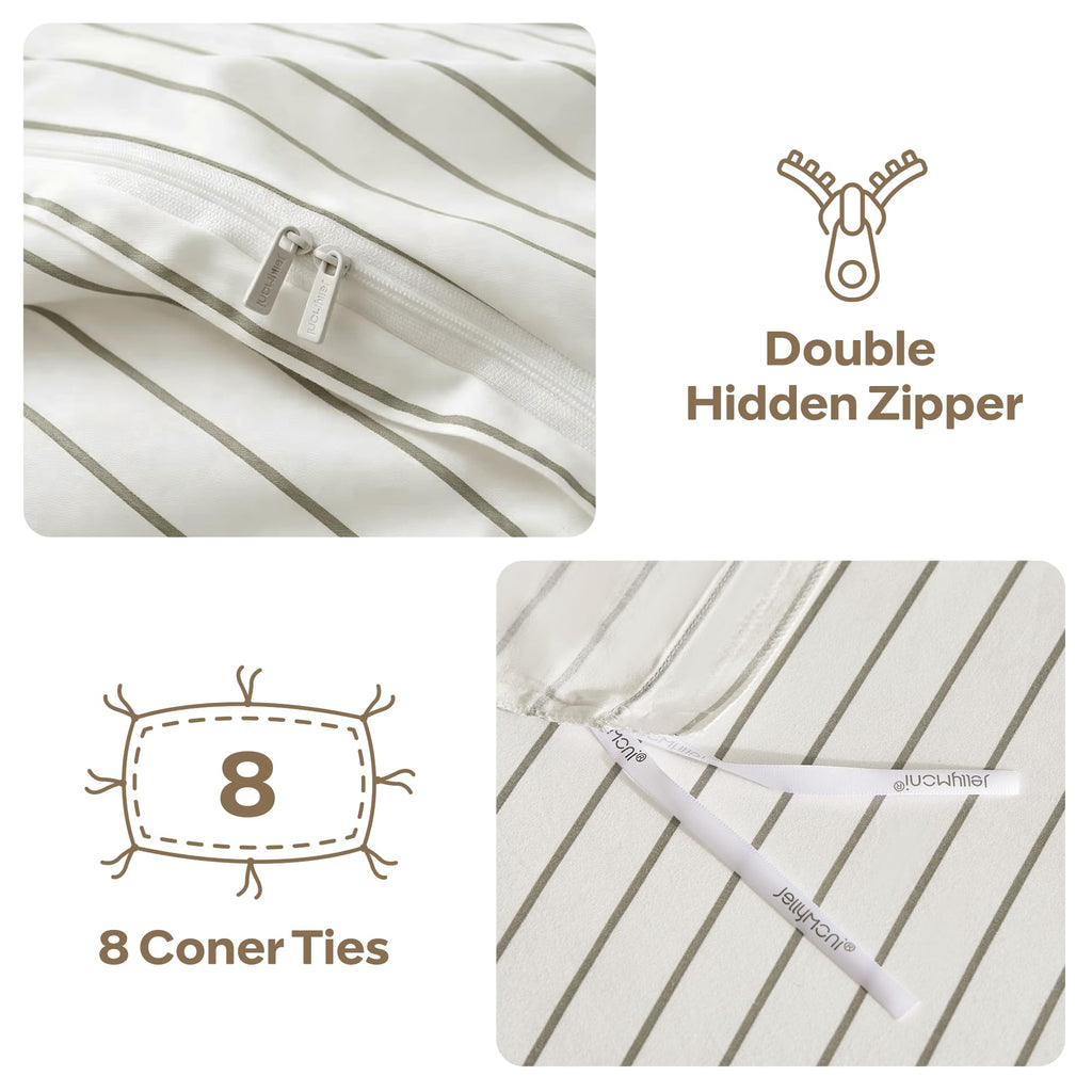 100% Cotton Vertical Stripe Duvet Cover Set, Grey