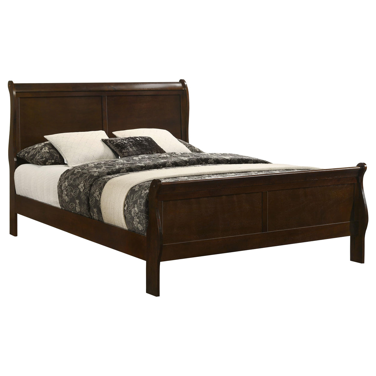 Louis Philippe Queen Traditional Sleigh Bed, Cappuccino 202411Q
