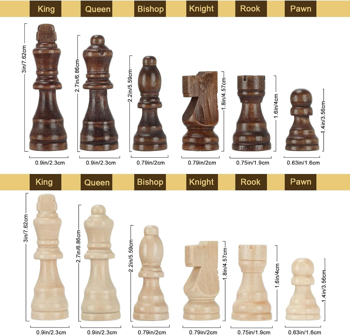 Magnetic Wooden Chess Set for Adults Kids 15'' Chess Board with Handmade Pieces, Folding Portable Travel Unique Chess