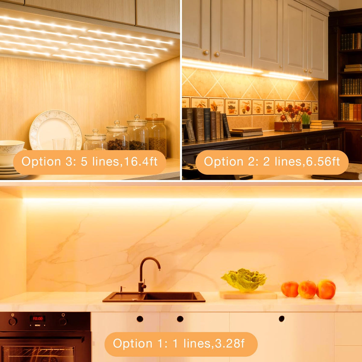 Under Cabinet Lighting Kit,8 PCS White LED Strip Lights with APP