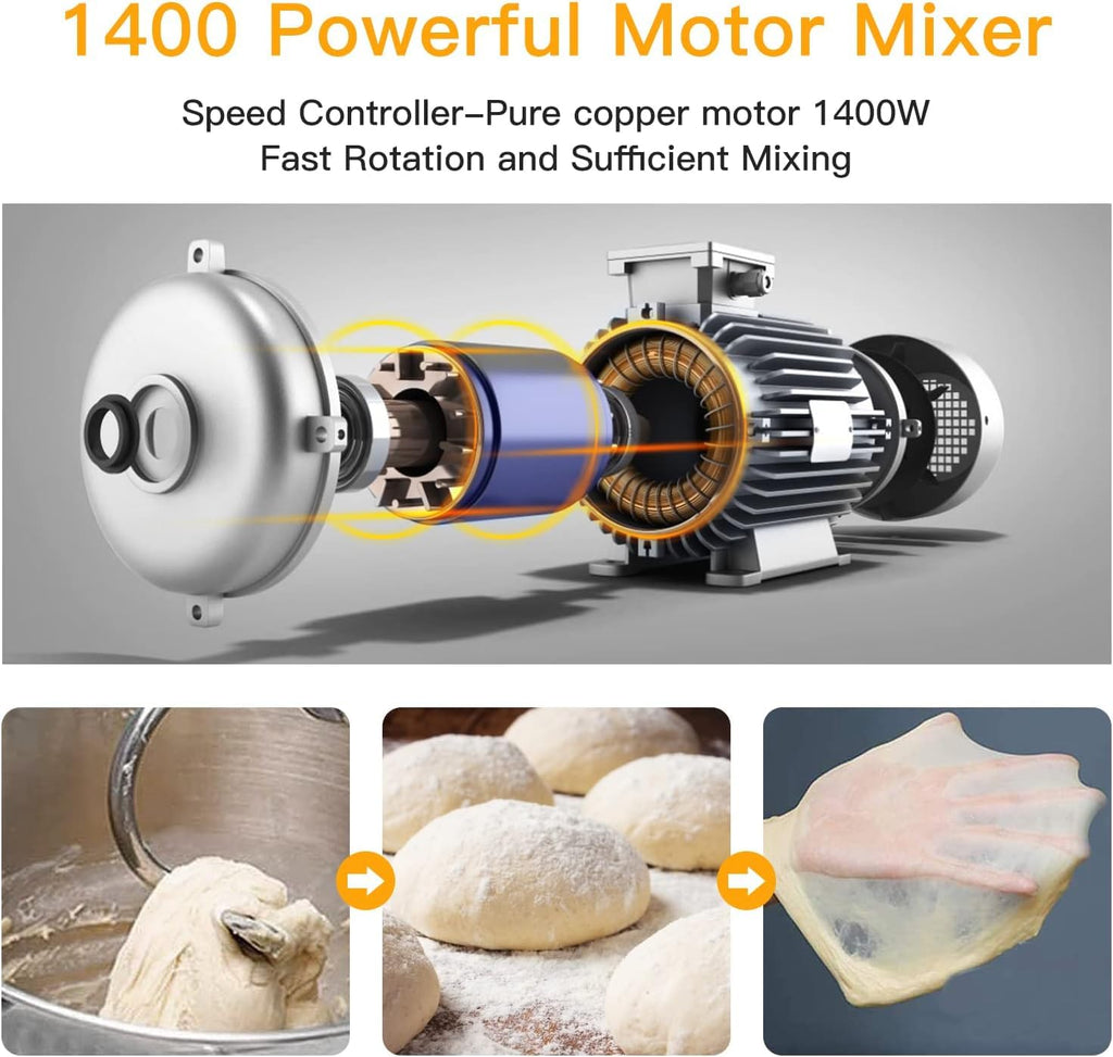 7.5QT Stand Mixer, 10-Speed Tilt-Head Electric Food Mixer with Stainless Steel Bowl, 660W Motor, Dough Hook, Whisk &