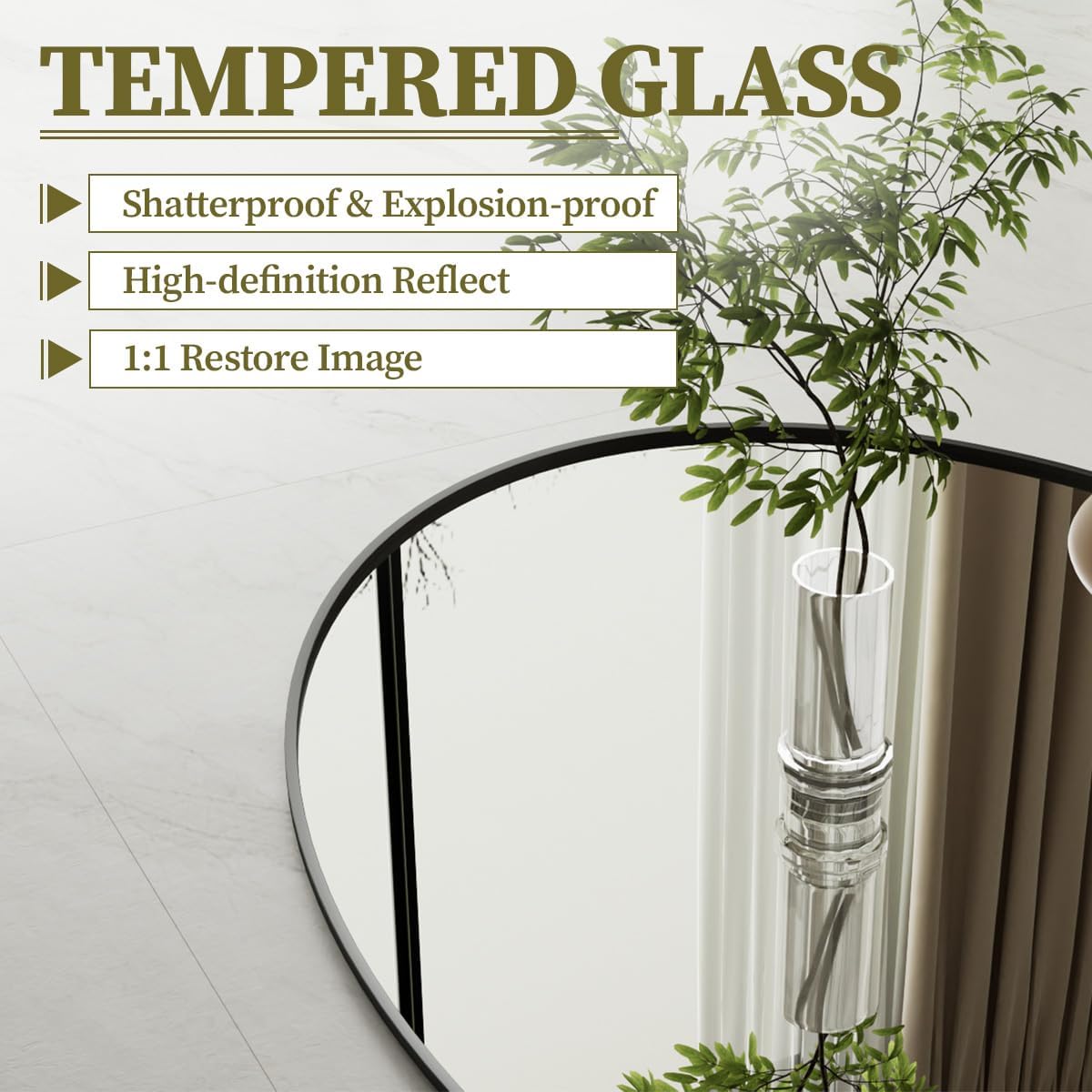 Black Oval Bathroom Mirror, 20"x28" Oval Mirror for Wall
