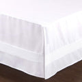 Bed Skirt with Stitch on White Dust Ruffle with Split Corner, Durable Elegant Luxury Queen 14-inch Drop