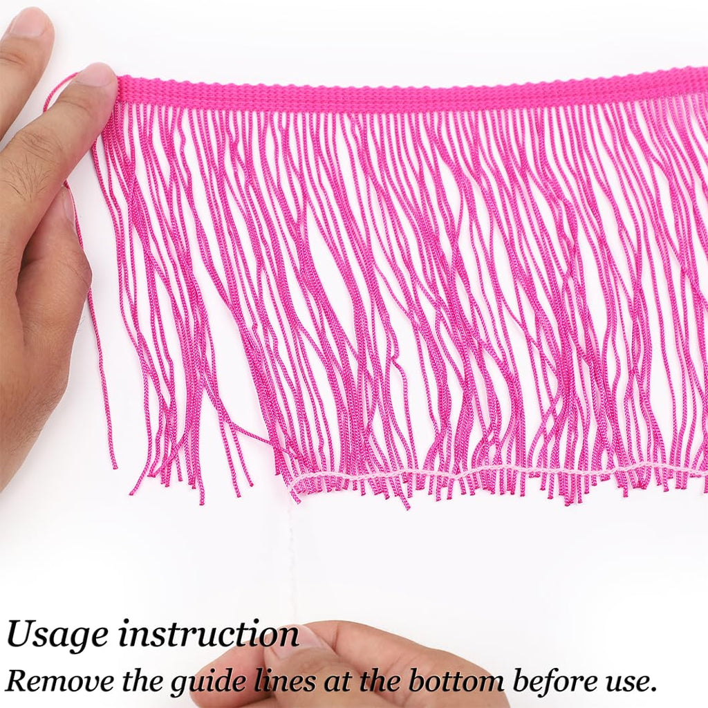 6inch Chainette Fringe Trim Tassel Sewing Trim (Hot Pink) - 10 Yard