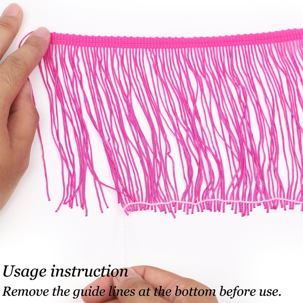 6inch Chainette Fringe Trim Tassel Sewing Trim (Hot Pink) - 10 Yard