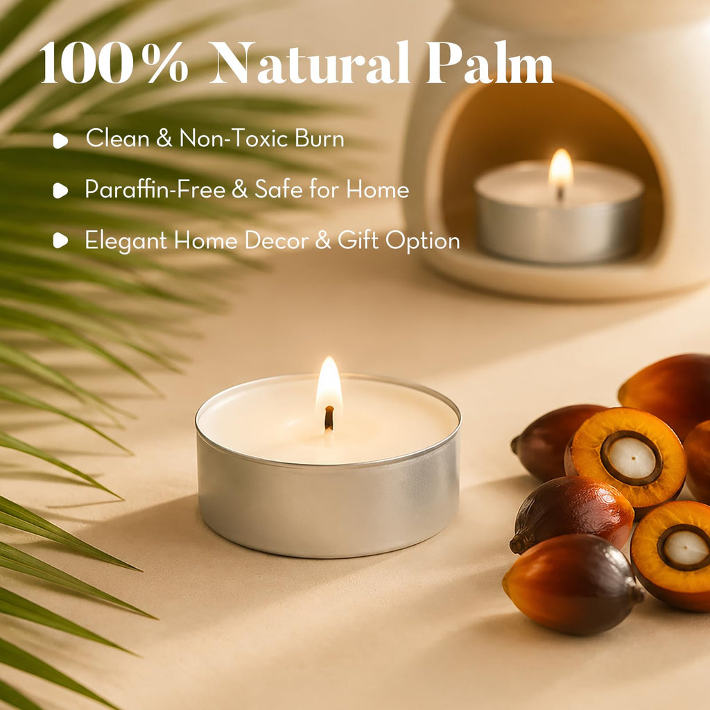 Tea Light Candles, 200 Pack Unscented Palm Wax, 4 Hour Long Burn
