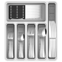 49-Piece Silverware Set with Organizer, Stainless Steel Flatware Utensils Set for 8, Forks and Spoons Silverware Set